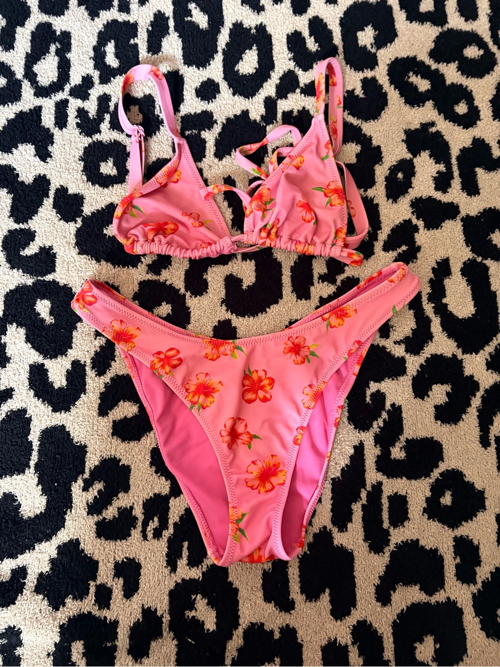 PacSun Pink Floral Triangle Bikini Set